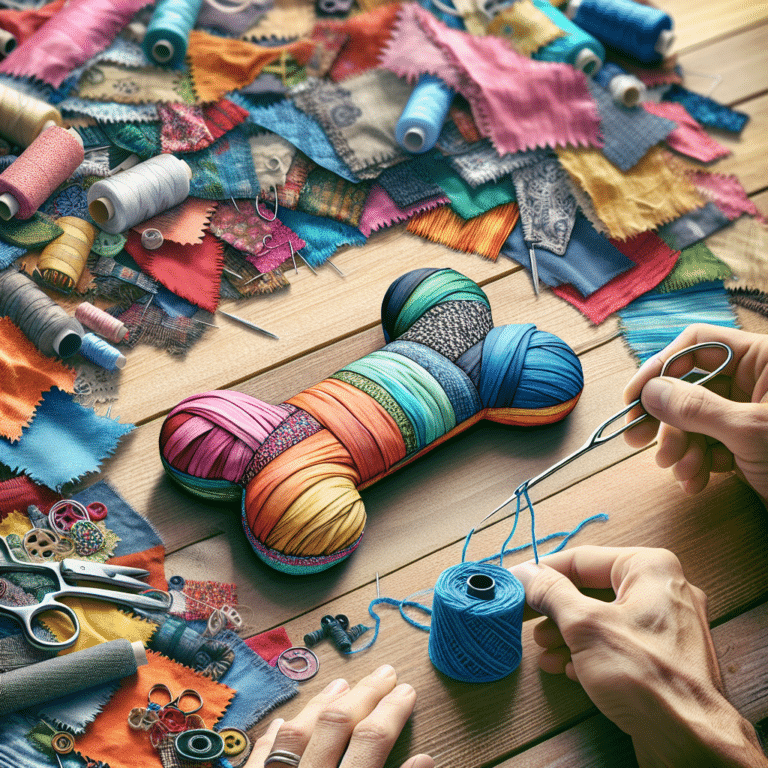 how to stitch together a sturdy dog toy from scrap fabric